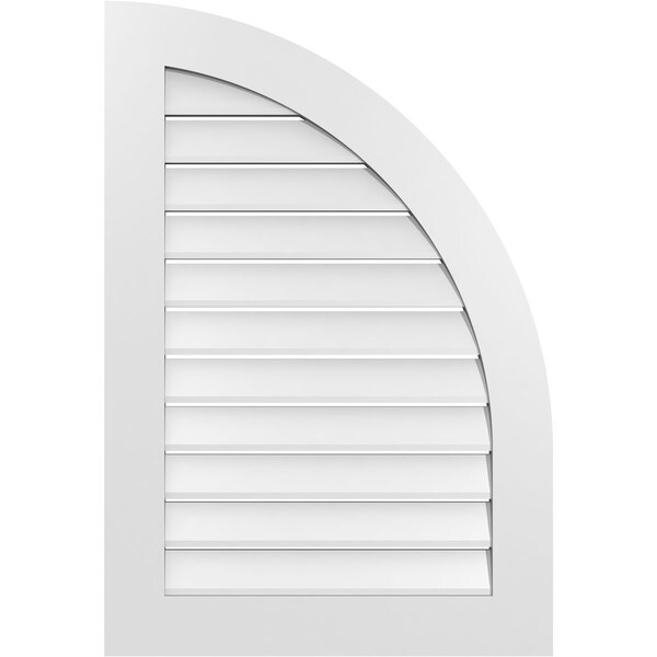 Ekena Millwork Quarter Round Top Right Surface Mount PVC Gable Vent w/ 3-1/2"W x 1"P Standard Frame, 26"W x 38"H GVPQR26X3801SF - main